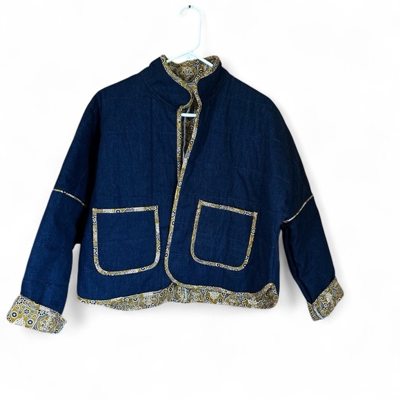 Adorn Quilted Denim Jacket Floral Lined S/M - Picture 8 of 8